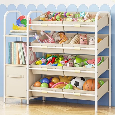 Toy Storage Organizer with Fabric Drawers and Bookshelf, 3 Shelves Kids Books... - Image 1 of 4