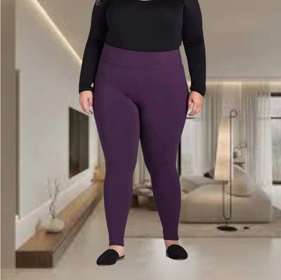 Terra & Sky Women's Plus Size Capri Legging Dark Plum Size 4X (28W-30W) - Image 1 of 4