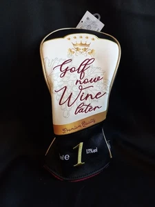 Brand New / CMC Design Black Leather "Golf Now Wine Later" Custom Driver Cover - Picture 1 of 4