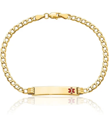14K Solid Yellow Gold Medical Alert Cuban Link ID Bracelet - Image 1 of 4