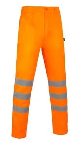 Beeswift Hi-vis Vital Rail Spec Trousers Retro Reflective Bands Orange VT005 - Picture 1 of 3