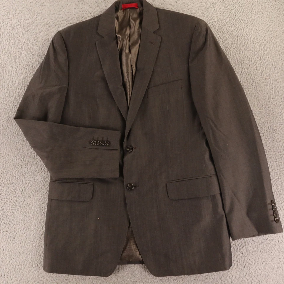Alfani Jacket M 40R Gray Brown Slim Wool Blend Twill Worsted Blazer Sport Coat - Image 1 of 4