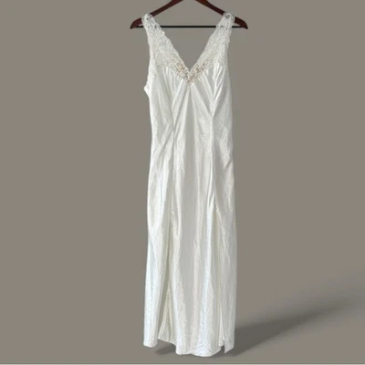 Victoria's Secret ночная рубашка женщин большой кружева атласный макси скольжения платье кремовый - Изображение 1 из 4