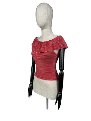 Top corto a rayas Missoni cuello barco rojo para mujer talla 38” Foto 1 de 4