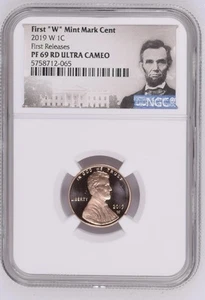 2019 W First "W" Unc Cent First Day of Issue FDI NGC MS69 RD Lincoln Portrait - Picture 1 of 2