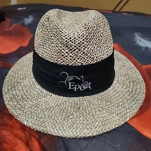 Walt Disney World EPCOT Hat Natural Straw Golf Sun Hat One Size Rim Hat - Picture 1 of 7