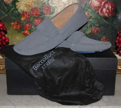 ZAPATOS MOCASÍN DE CONDUCCIÓN BACCO BUCCI STUDIO GRIS GAMUZA PARA HOMBRE NUEVOS CON ETIQUETAS TALLA 11,5 M Foto 1 de 4