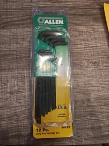 Allen 56152 12-Pc. Long Arm Hex Key Set SAE USA 0.50 - 5/16 New Old Stock - Picture 1 of 6