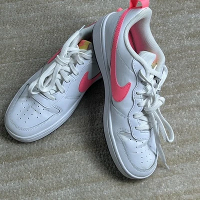 Nike Court Vision Low Youth 6.5Y Womens 8 White Pink Leather Sneakers Casual  - Image 1 of 4