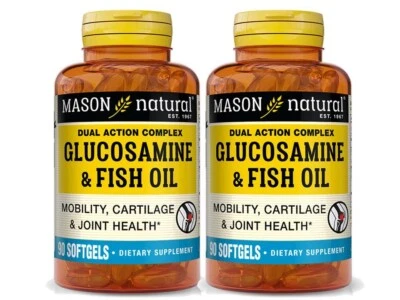 PACK 2 X 90 = 180 Glucosamine & Fish Oil 90 Softgels Mason Natural Joint Omega 3 - Image 1 of 4