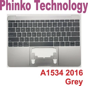Macbook Retina 12" A1534 2016 2017 Top Case Palmrest Keyboard Grey 613-02547-A - Picture 1 of 2