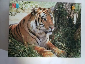 Milton Bradley Puzzle Bengal Tiger 1980 1000 Piece Jigsaw Animal Nature Grass - Picture 1 of 1
