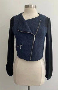 W118 by Walter Women's Black & Blue Cropped Blake Jacket sz Small New NWT - Picture 1 of 4