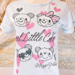 Mezzo Piano Shirt 160 kawaii Lovely Blue ribbon heart Bears heisei  retro  Japan - Picture 1 of 13