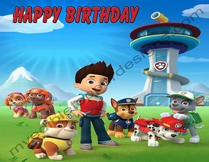 Paw Patrol Personalized Edible Print Premium Cake Topper Frosting Sheets 5 Sizes - Picture 1 of 5