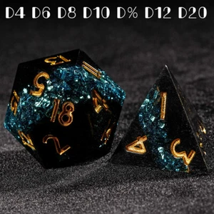 Poly DND Würfel Set Harz 7-Teilig Polyedrisch Rollenspiel Würfelzeit DSA - Picture 1 of 6