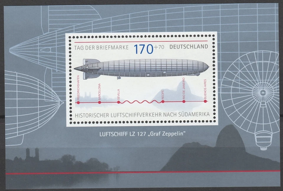 Alemania 2007 Zeppelines, dirigibles, bloque MNH Foto 1 de 1