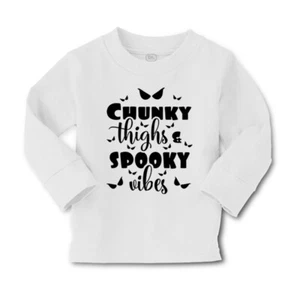 Kids Long Sleeve T Shirt Chunky Thighs Spooky Vibes Cotton Girls & Boys Clothes - Picture 1 of 12