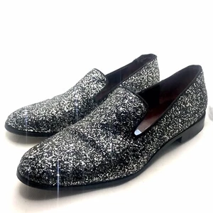 WOMEN'S MARC JACOBS "ZOE" BLACK & SILVER GLITTER LOAFER SHOES SZ 38.5 - Picture 1 of 12