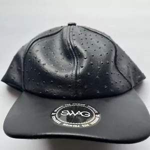Swag Baseballkappe Kunstleder strukturiert Druckknopflasche schwarz neu - Bild 1 von 3