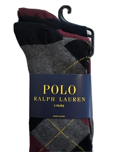 POLO RALPH LAUREN ARGYLE COTTON Blend DRESS Men's Socks 3 PAIRS Size 10-13 - Picture 1 of 9