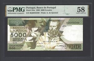 Portugal 5000 Escudos 19-10-1989 P184c About Uncirculated