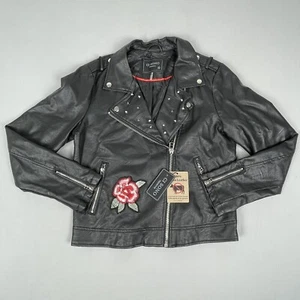 Chaqueta de Motocicleta Ci Sono By Cavalini Cuero Vegano PARA MUJER Negra Talla XL Tachuelas Rosas - Imagen 1 de 18