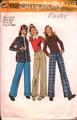 5262 Vintage Simplicity SEWING Pattern Juniors 1970s Jacket Shirt Jacket Pants - Image 1 of 2