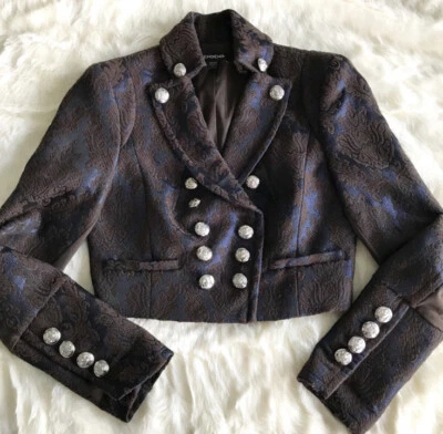 BEBE Brocade Wool blend Military style Blazer Cropped Jacket S - Image 1 of 4