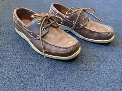 Mocasines de cuero Thad Stuart para hombre talla 44 (US 10.5) marrón sin cordones Foto 1 de 4