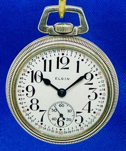 🔥Elgin Father Time 21 Jewel Railroad Grade MINT MONTGMERY DIAL Pocket Watch🔥 - Picture 1 of 13