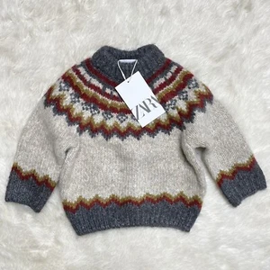 NEU ZARA JUNGEN ECRU BEIGE MEHRFARBIG PULLOVER STRICKPULLOVER - GRÖSSE 9-12 MONATE - Bild 1 von 1