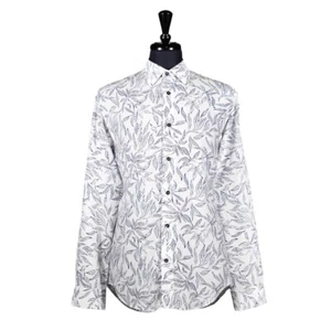 Herren Hawaii Hemd Large weiß blau Blumen Knopfleiste Freizeit Strand Tropical - Bild 1 von 9