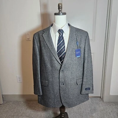 NUEVO - Blazer Abrigo Deportivo Croft & Barrow Hombres 50R Mezcla de Lana Espiga Gris Negro Foto 1 de 4