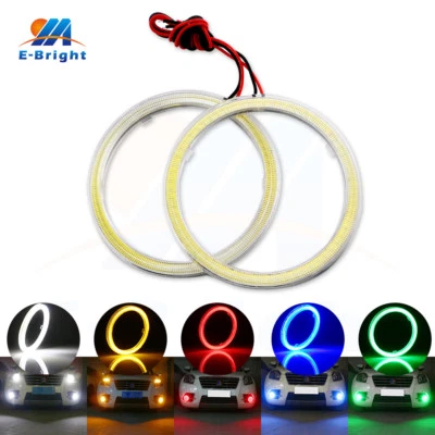 2Pcs 60MM 70MM 80MM 90MM 100MM 110MM 120MM Halo Rings COB Angel Eyes with Cover - Image 1 of 4