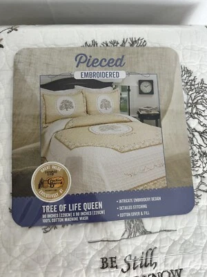 Cracker Barrel Tree Of Life Quilt, Queen NEW IN PACKAGE, Embroidered Psalm 46:10 - Image 1 of 4