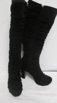 BOTAS PLATAFORMA ALTA JOELHO SEXY CAMURÇA PRETA RUCHED TAMANHO 37 EUA 7 - Imagem 1 de 4