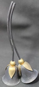 Versilberte Doppelglocke goldfarbene Kugelkronen goldfarbene Blätter - Bild 1 von 7