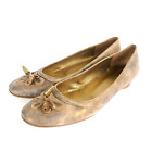 Manfield Ballerinas Gr 39.5 Gold/Bronze Wildleder Schleife flacher Schuh