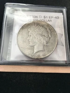 1934 D USA, $1 Silver Peace Dollar, - Picture 1 of 8
