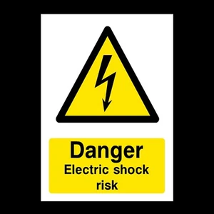 Letrero o pegatina de plástico rígido riesgo de descarga eléctrica - A6 A5 A4 (WEH46) - Imagen 1 de 1