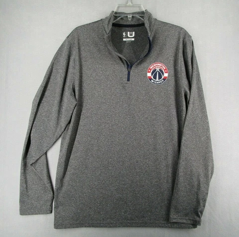 Washington Wizards Sweater Mens Medium Gray 1/4 Zip Pullover Lightweight NBA Cover