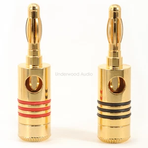 4x Stackable Banana Plugs Premium 4mm Gold Plated Speaker Connectors BANPLU04 - Picture 1 of 3