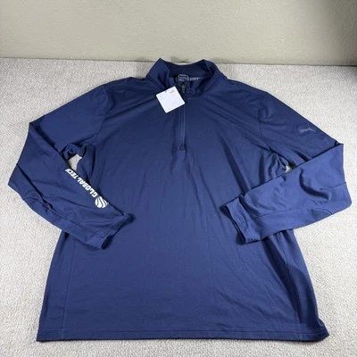 Puma Pullover Mens Large Navy Blue Global Tech Long Sleeve Quarter Zip Athletic - Image 1 of 4