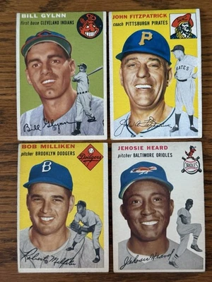 1954 Topps Baseball Lot Of 4, Bill Glynn, John Fitzpatrick, Bob Milliken, Vgex - Image 1 of 4