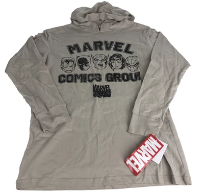 Marvel Men's Hoodie Retro Small Long Sleeve Sand Brown Captain America Spiderman - Image 1 of 4