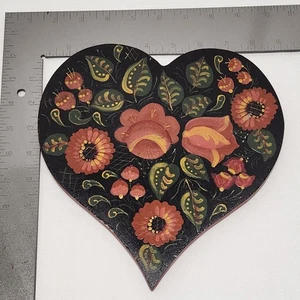 Herz Plakette Holz handbemalt floral Volkskunst Wanddeko - Bild 1 von 6