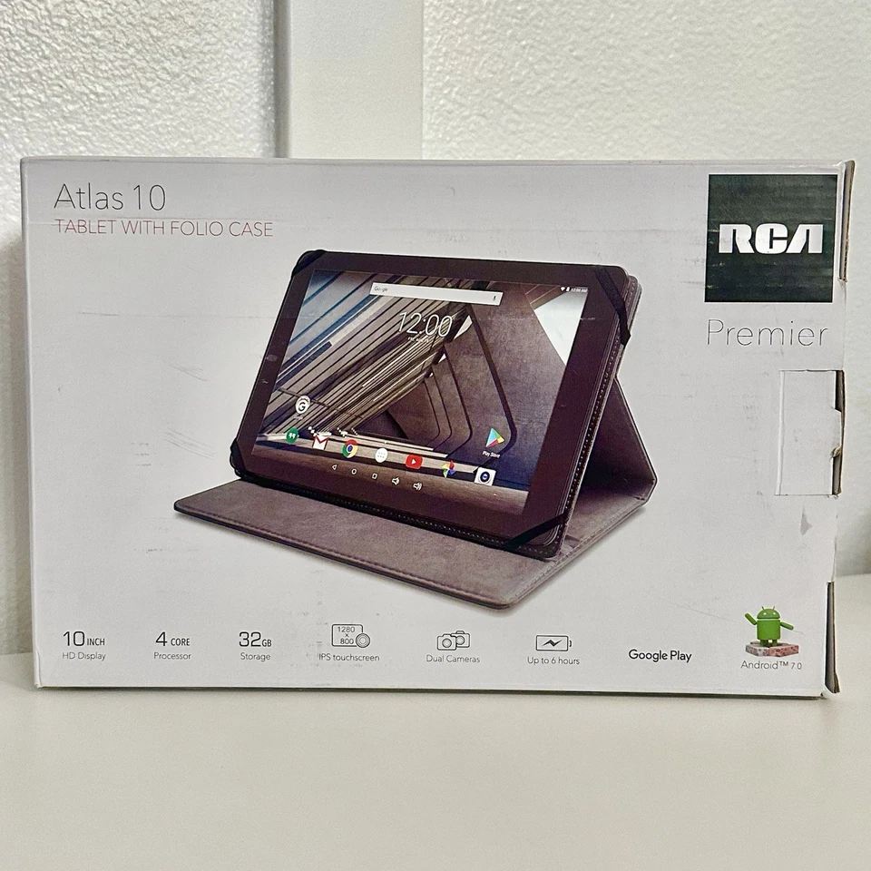 RCA Atlas 10 Tablet Premier Android 7.0, 32GB, Wi-Fi 10” Webcam Bundle Case - Image 1 of 4