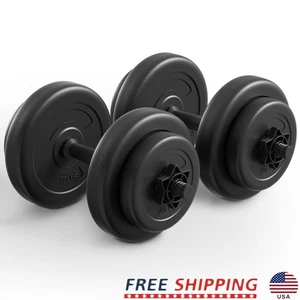Adjustable Vinyl Dumbbell Set 40lbs Pair Ergonomic Handles Home Gym Fitness New - Picture 1 of 8