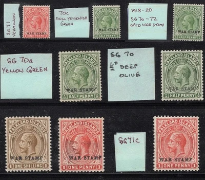 Falkland Islands 1918 Issues of KGV op war tax 8 Values Unmounted Mint & M/M - Image 1 of 4